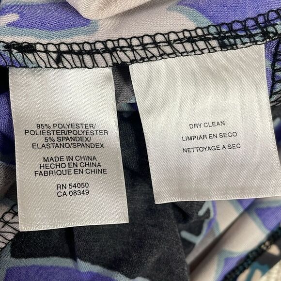 NINE WEST Short Elastic Sleeve Vneck Knotted Ruched Bodice Dress Size 4 Blue - Picture 9 of 10